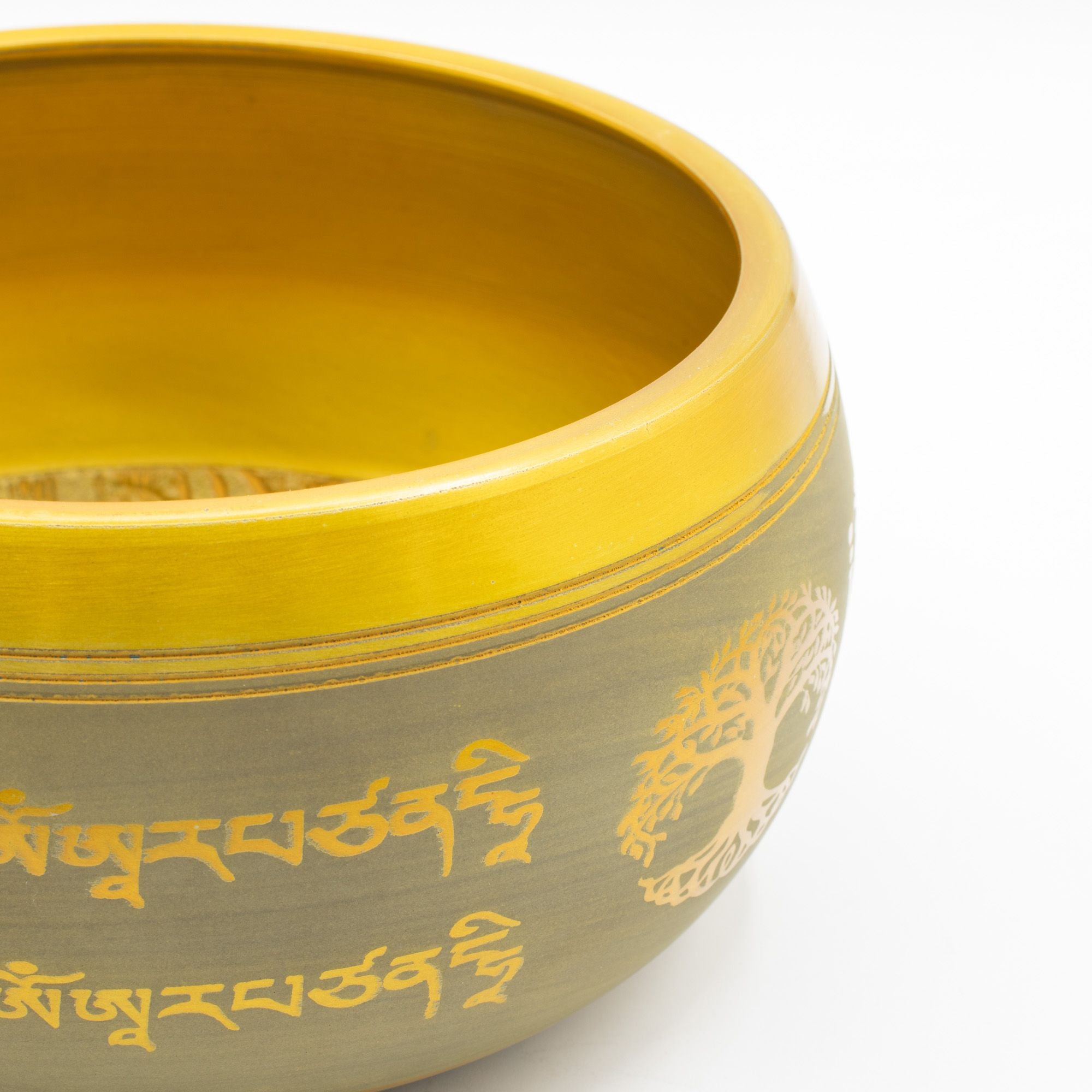 Large Aluminium Singing Bowl - Buddha Tree of Life - Copper Colour (19cm)