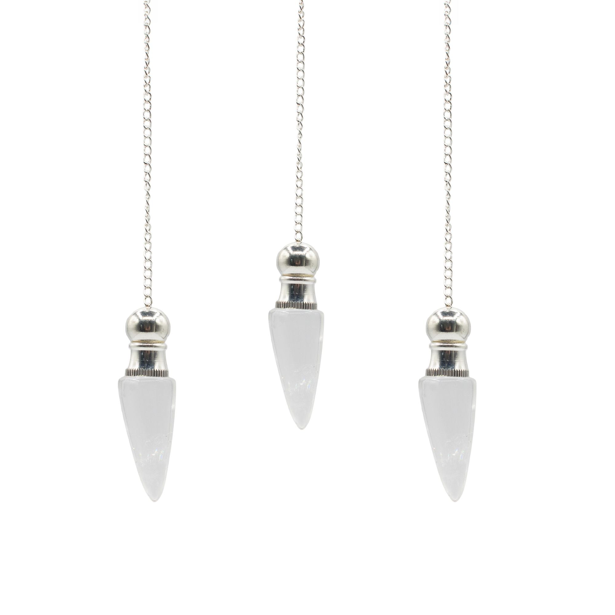 Secret Cavity Discovery of Truth Pendulum - Clear Quartz - Silver Plated