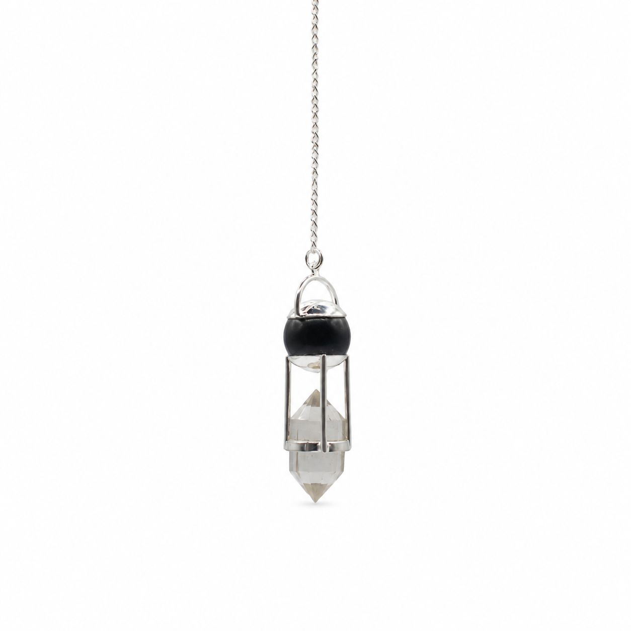 Shadow Seer - Double Power Pendulum - Obsidian Globe - Clear Quartz Double Terminated