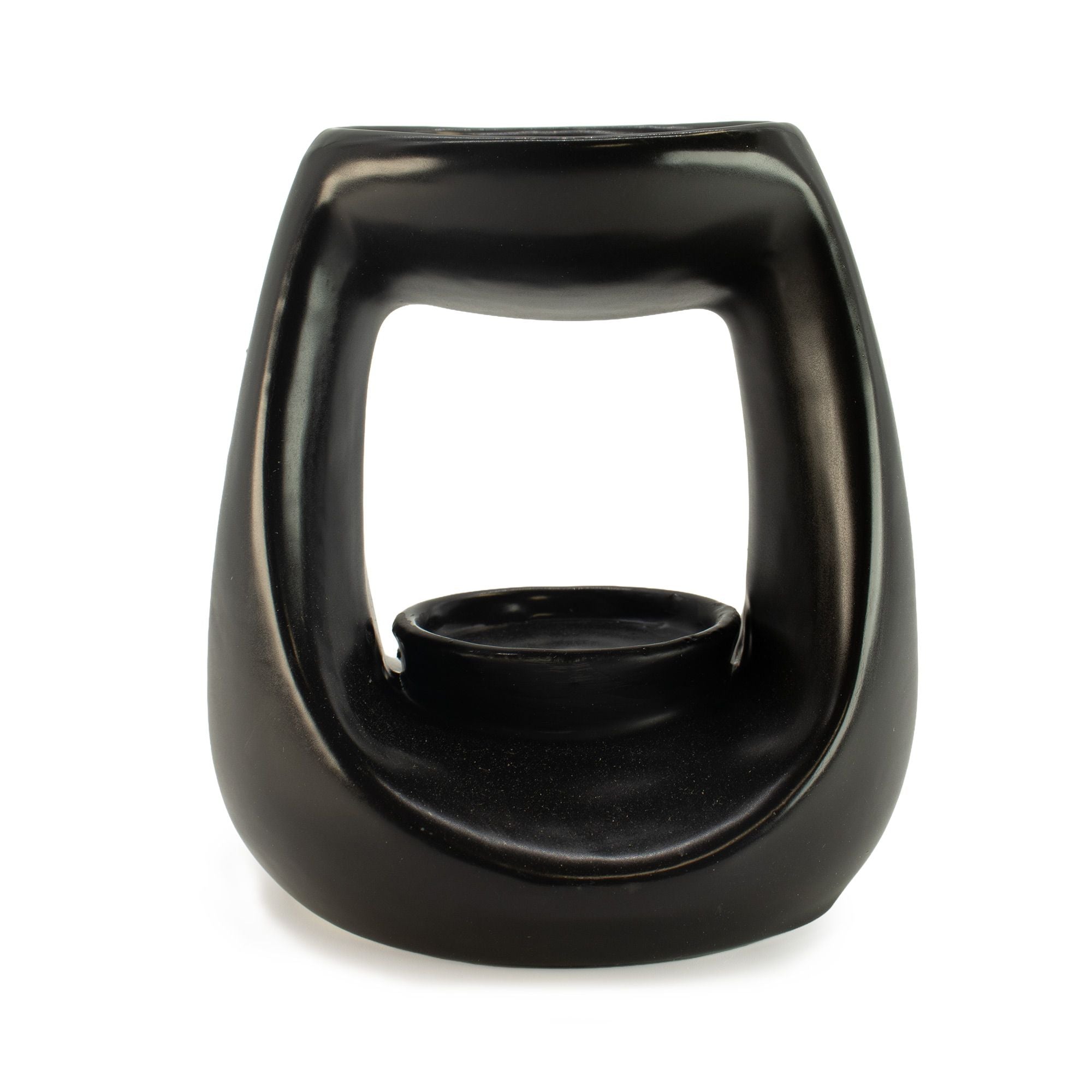 Ceramic Zen Oil Burner - Large Oval Pebble - Matt Black
