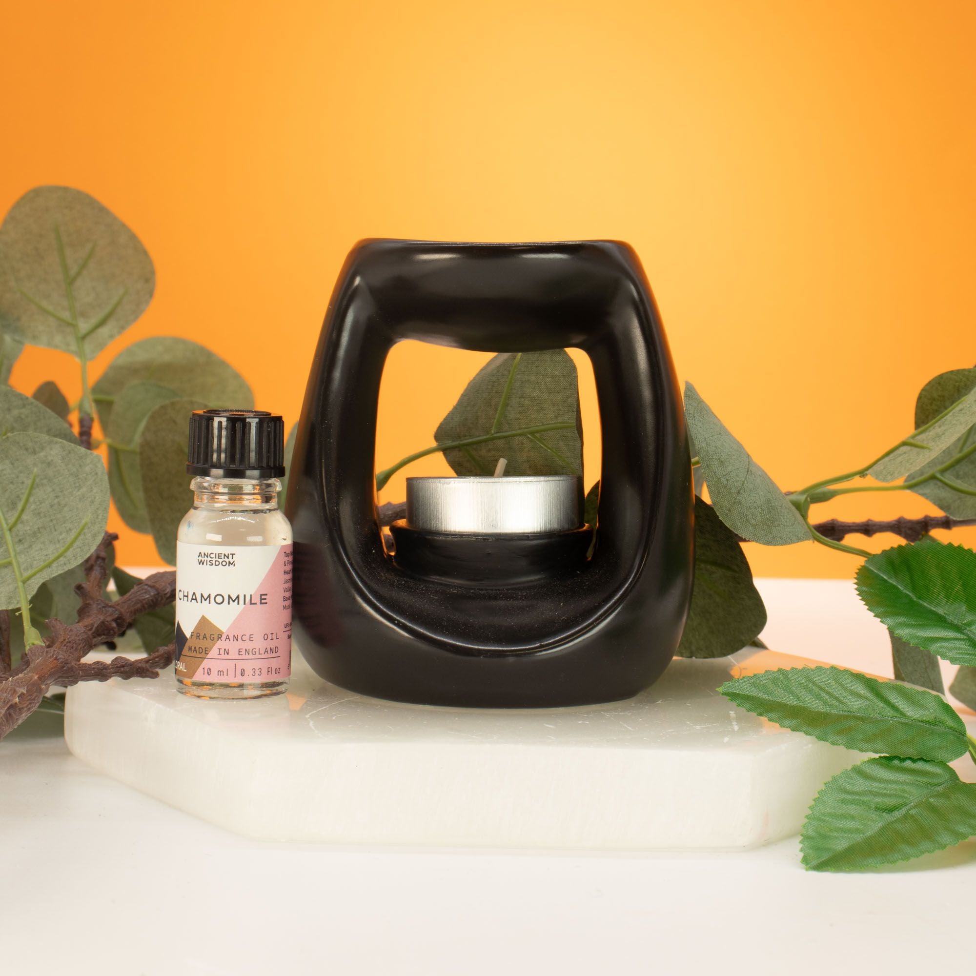 Ceramic Zen Oil Burner - Large Oval Pebble - Matt Black