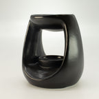 Ceramic Zen Oil Burner - Large Oval Pebble - Matt Black