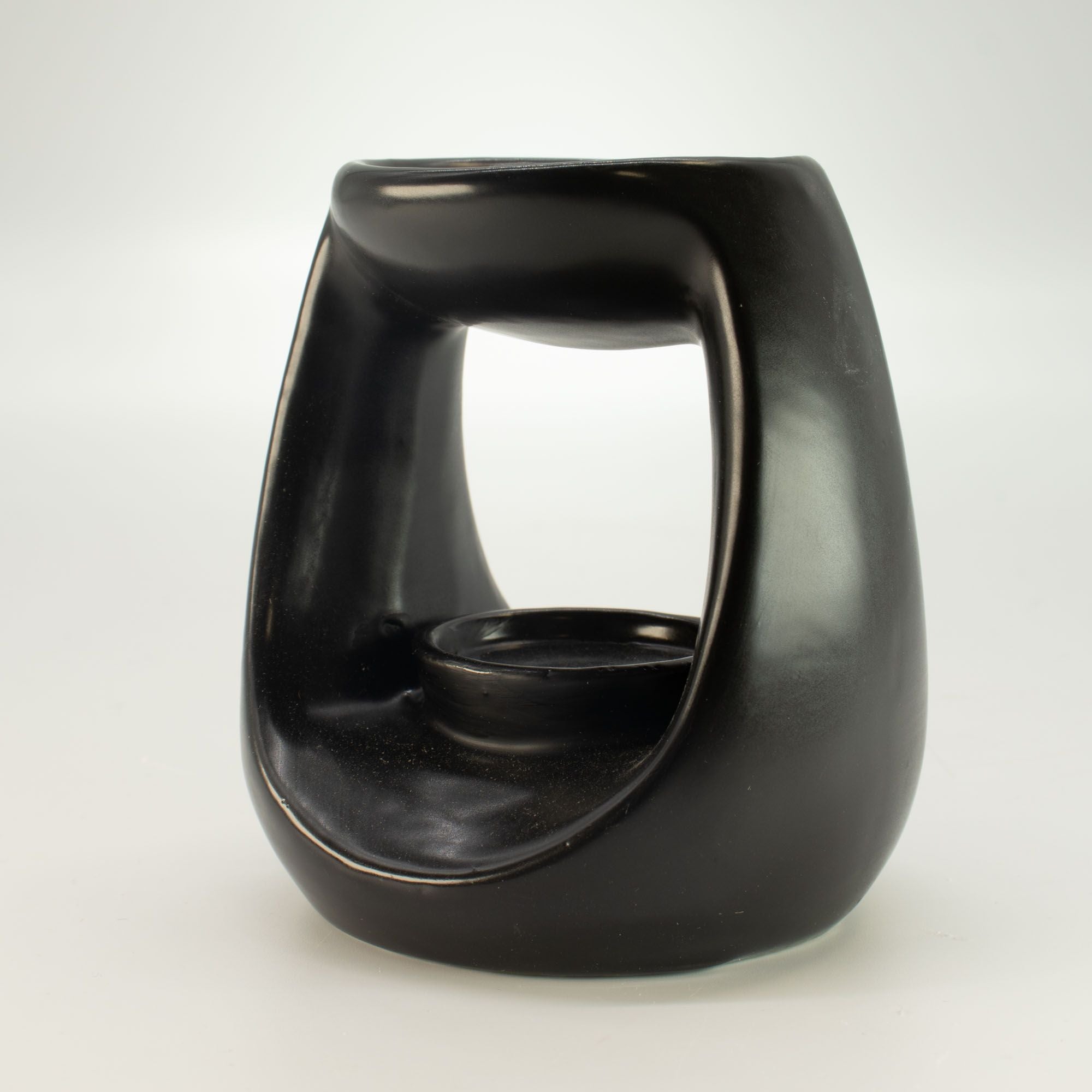 Ceramic Zen Oil Burner - Large Oval Pebble - Matt Black
