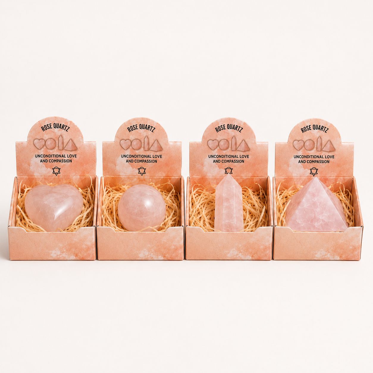 Four Gemstone Shapes - Rose Quartz