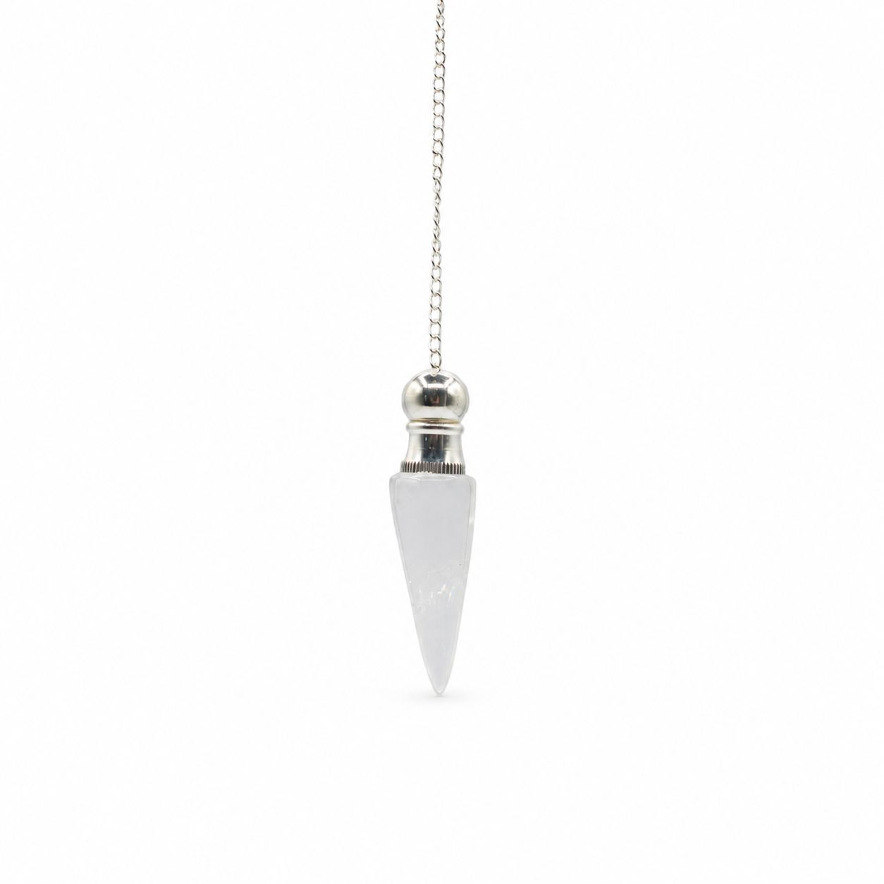 Secret Cavity Discovery of Truth Pendulum - Clear Quartz - Silver Plated