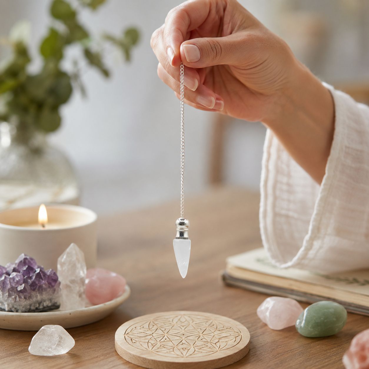 Secret Cavity Discovery of Truth Pendulum - Clear Quartz - Silver Plated