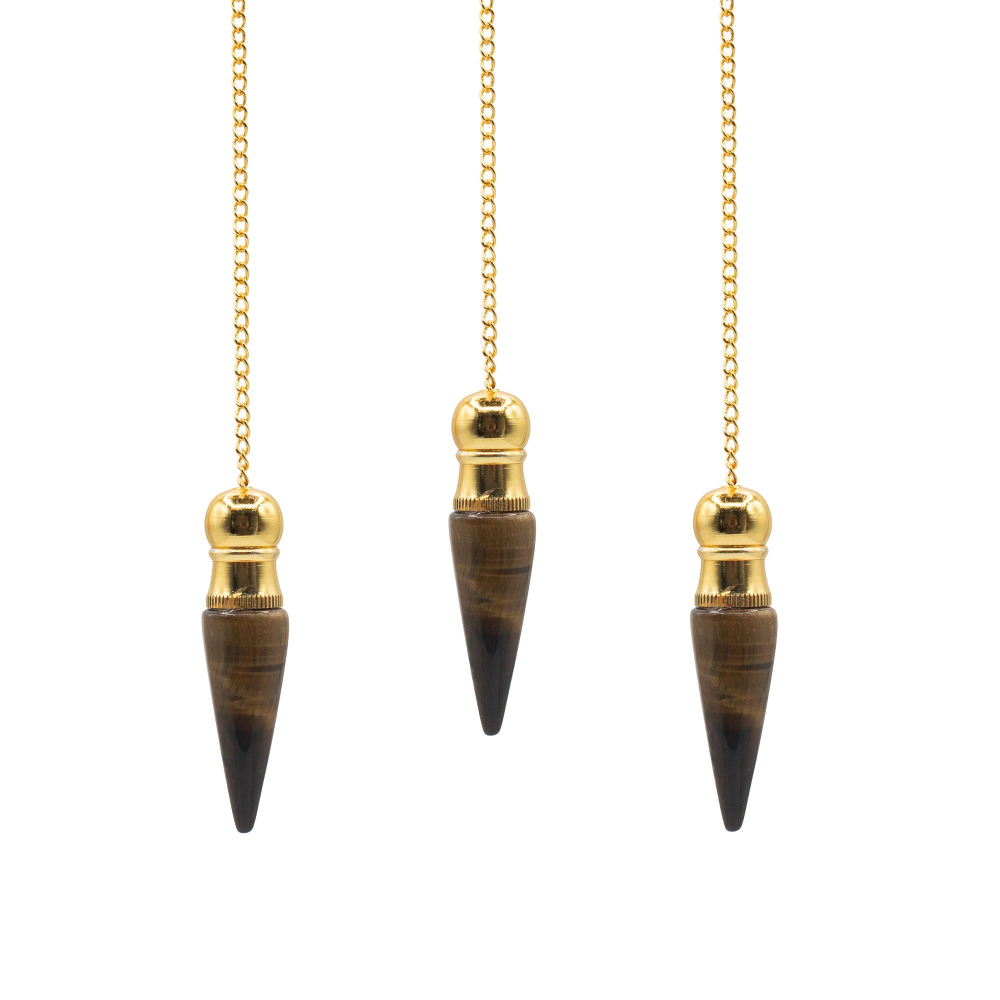 Secret Cavity Discovery of Truth Pendulum - Tiger Eye - Gold Plated