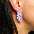 Lavender - Vintage Glass - Angel Wings - Earrings