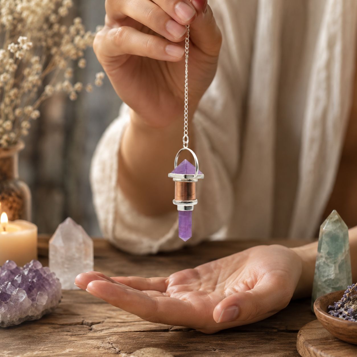 The Violet Engine - Combo Piece Copper Pendulum - Amethyst