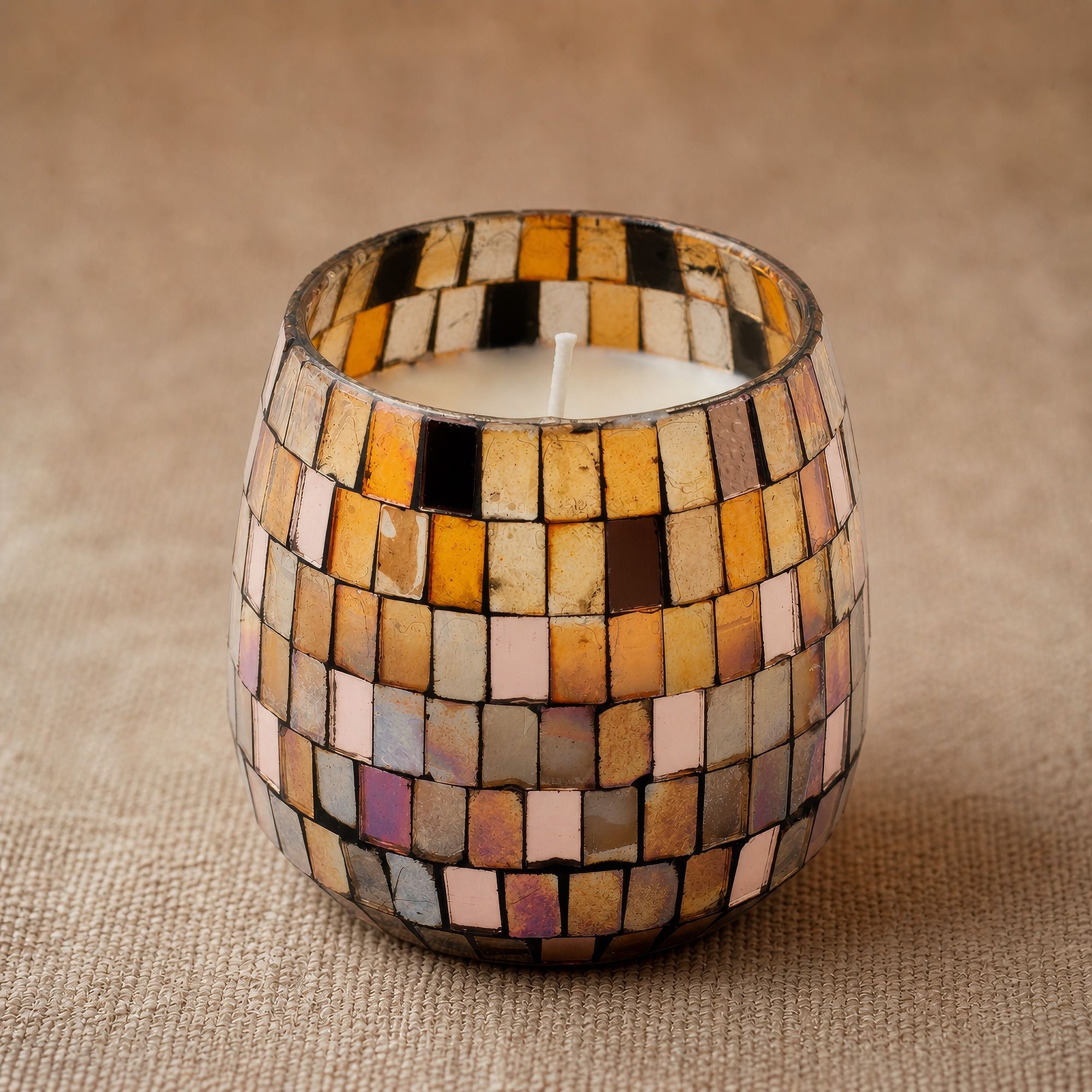 Medium Glass Jar Candles - Amber Mosaic