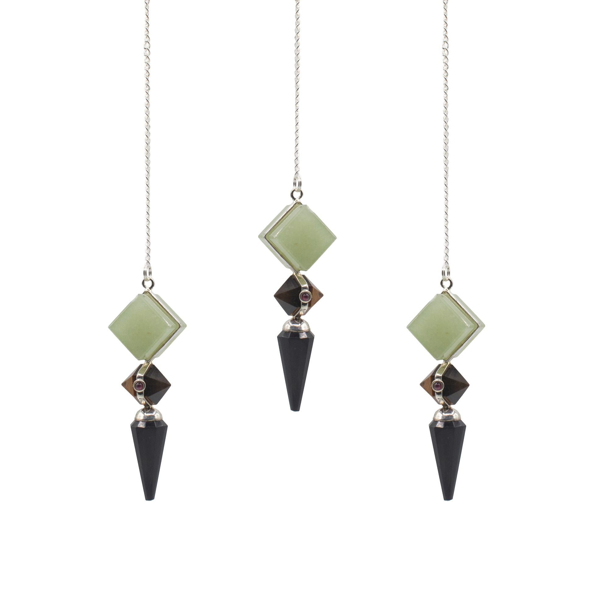 Builder of Realms - Three Piece Pendulum - Black Agate - Green Aventurine - Tiger Eye