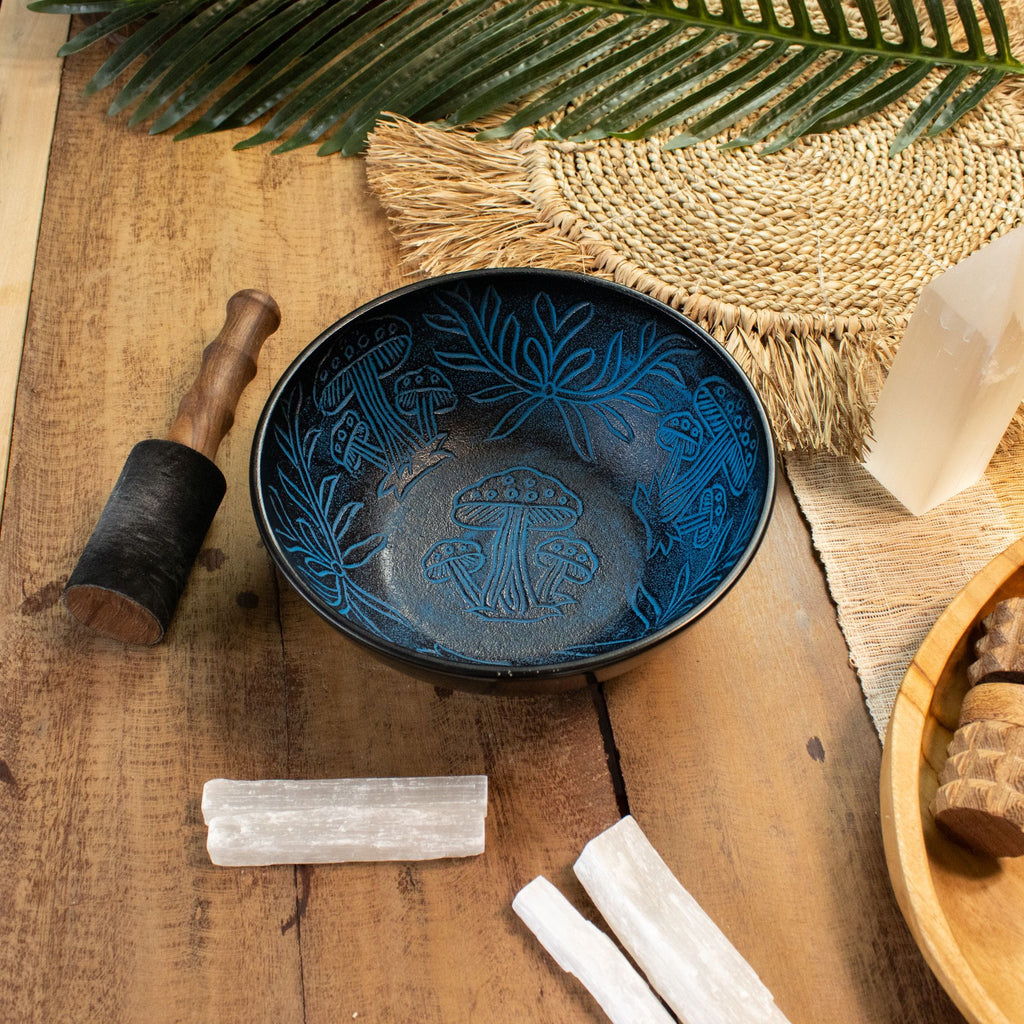 Aluminium Singing Bowl - Magic Mushroom - Blue (20cm)