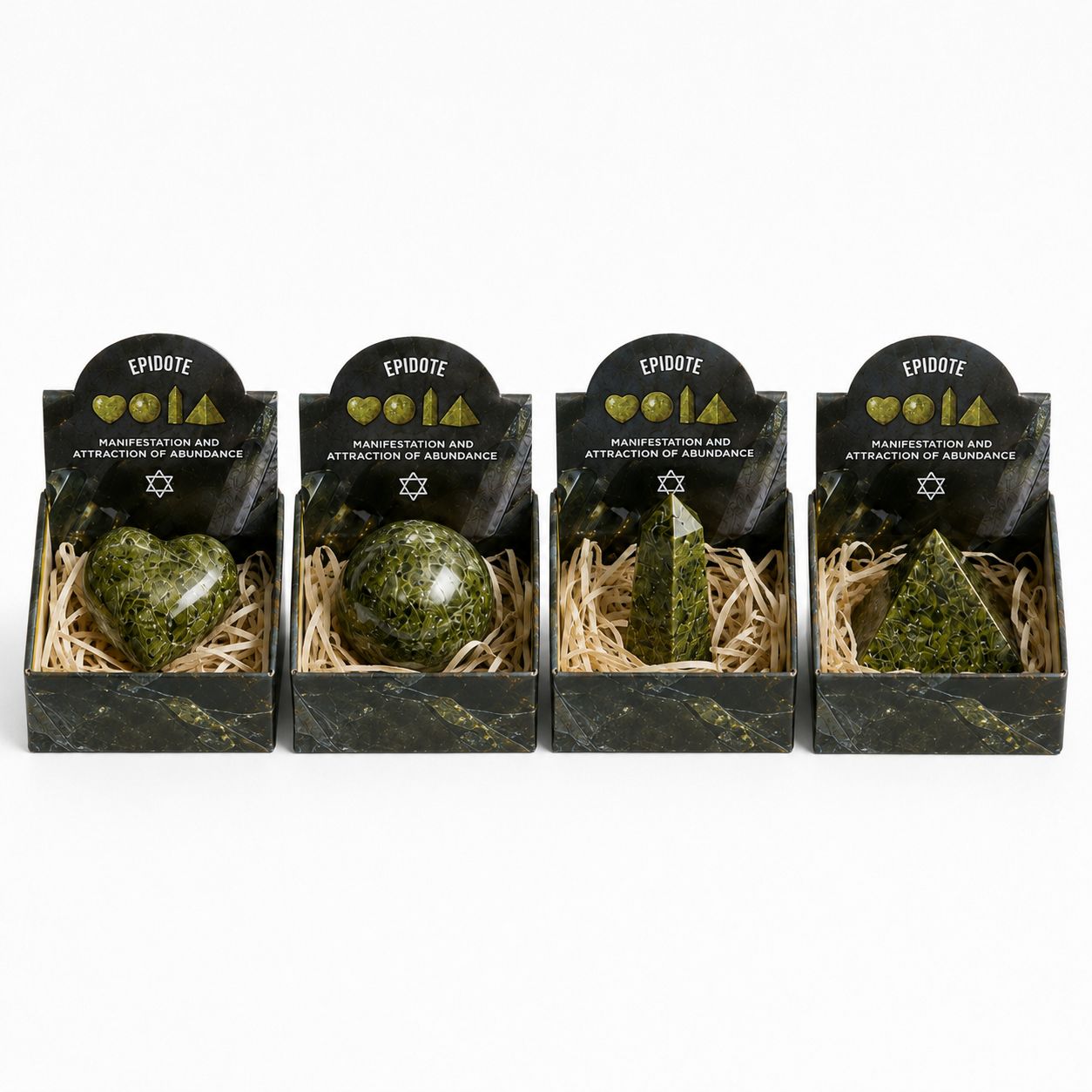 Four Gemstone Shapes - Epidote