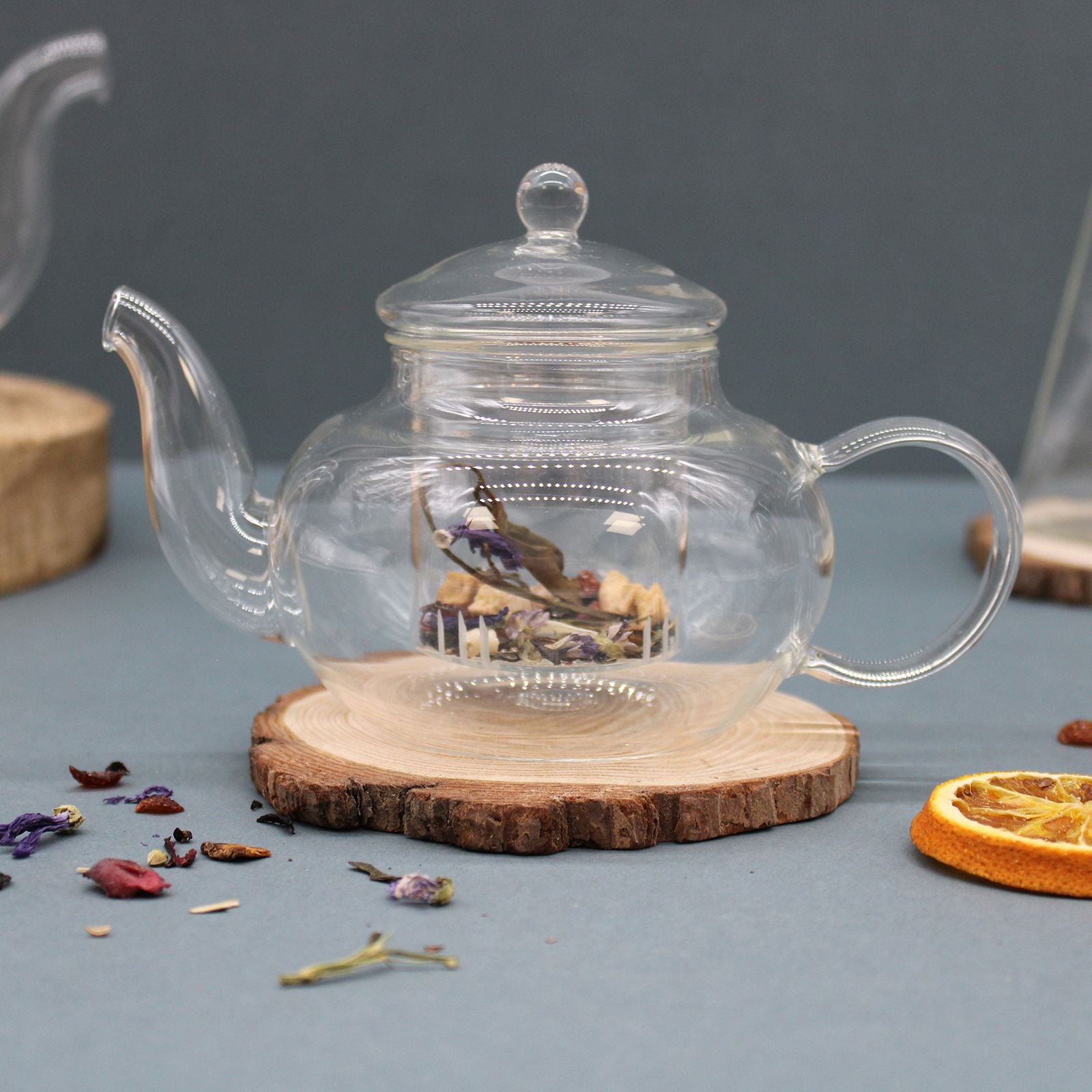 Glass Infuser Teapot - Round Pearl - 400ml - 11 x 10cm