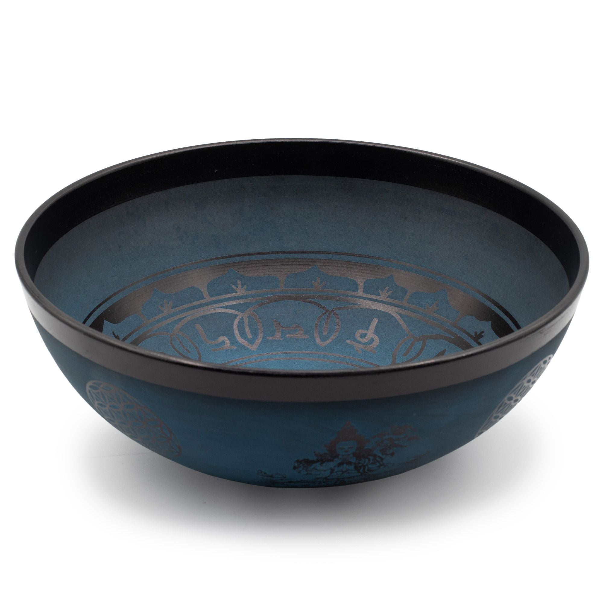 Large Aluminium Singing Bowl - Tibetan Double Dorje Design - Blue (27cm)