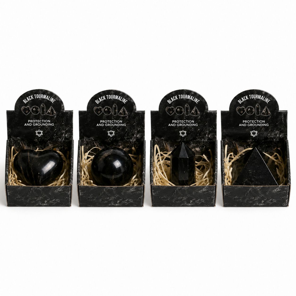 Four Gemstone Shapes - Black Tourmaline
