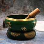 Lrg Tree of Life Singing Bowl Set - Green 14cm