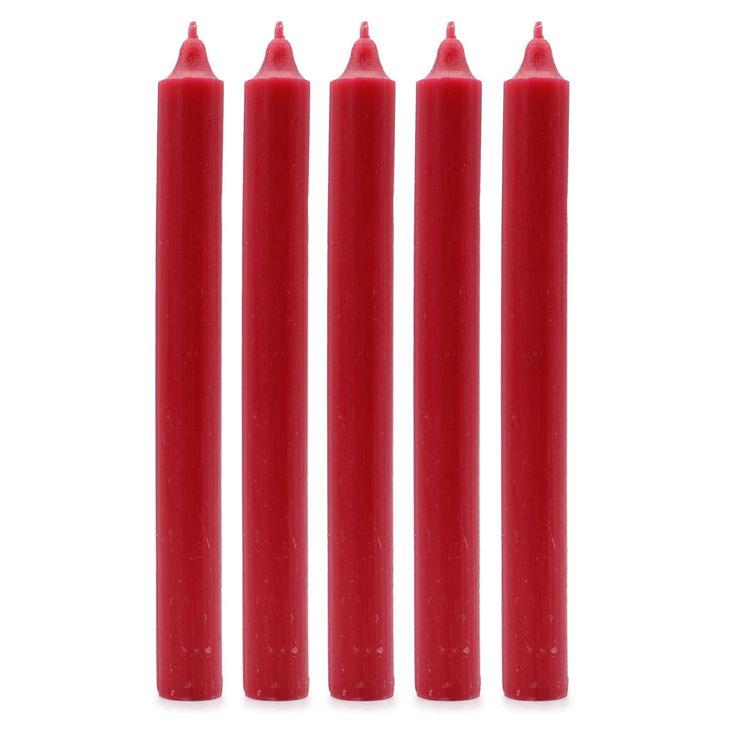 Solid Colour Dinner Candle Set - Pack of 21 - Rustic Red