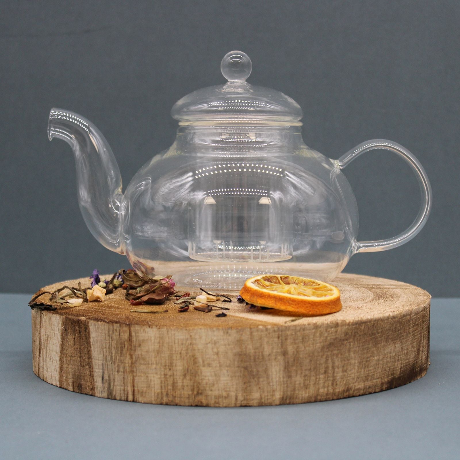 Glass Infuser Teapot - Round Pearl - 800ml - 22 x 13.5 x 14cm