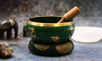 Lrg Tree of Life Singing Bowl Set - Green 14cm
