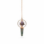 Cosmic Navigator - Two Piece Spinning Merkaba Star in Copper Pendulum - Amethyst & Labradorite