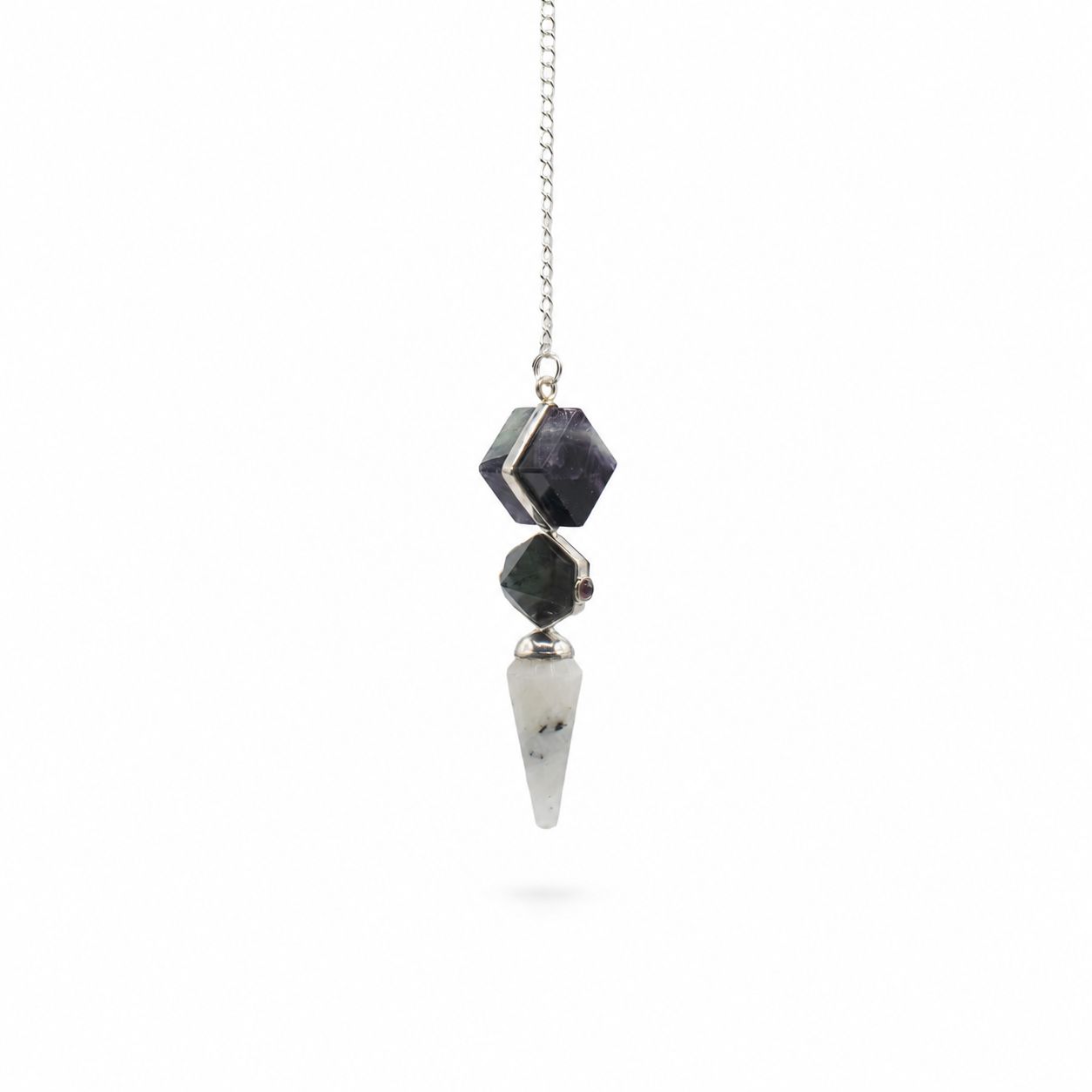 Psychic Gateway Edition - Three Piece Pendulum - Multi Fluorite - Labradorite - Rainbow Moonstone