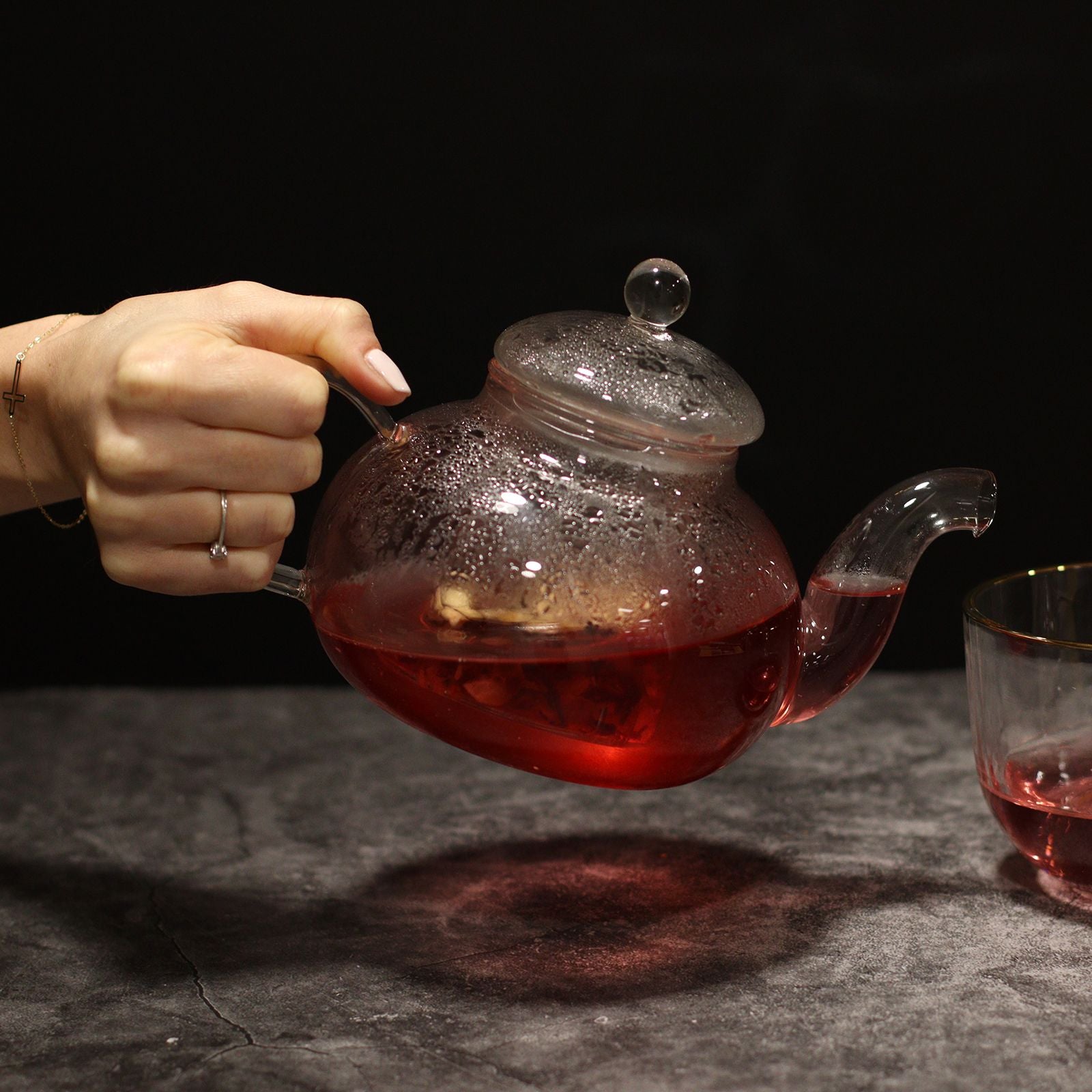 Glass Infuser Teapot - Round Pearl - 800ml - 22 x 13.5 x 14cm