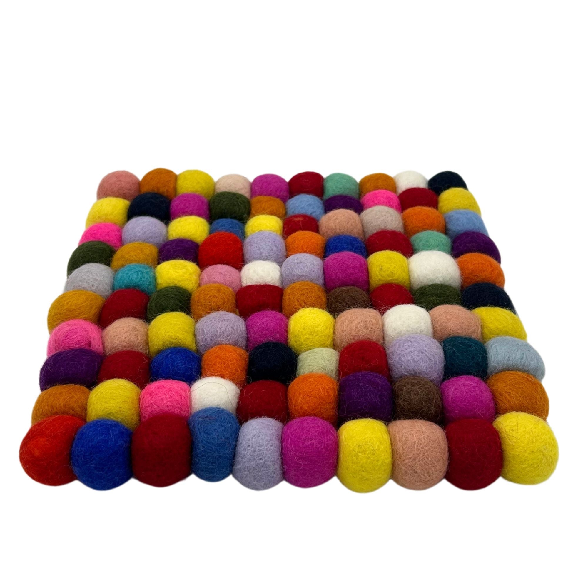 Felt Ball Square Placemat - Multi Colour