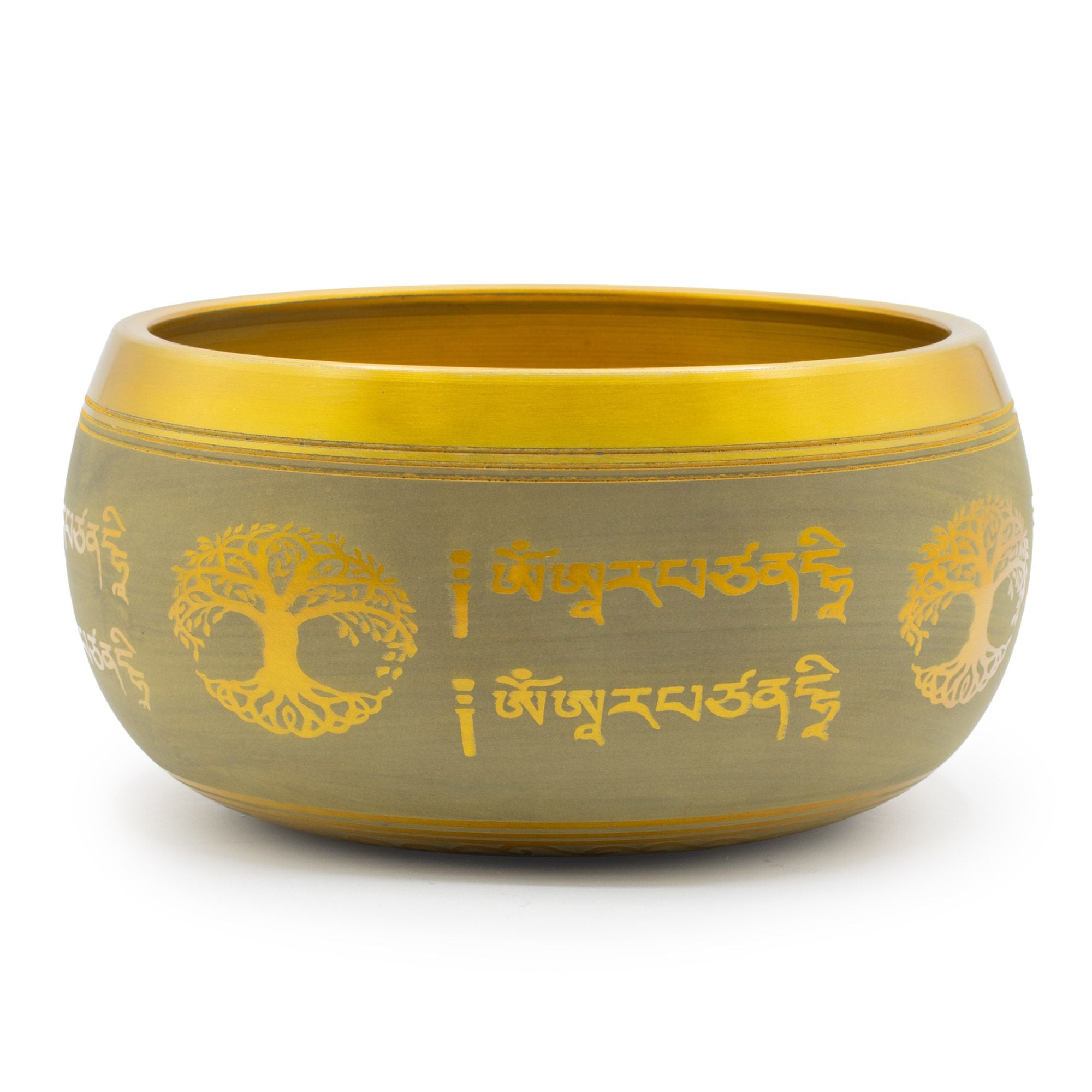 Large Aluminium Singing Bowl - Buddha Tree of Life - Copper Colour (19cm)