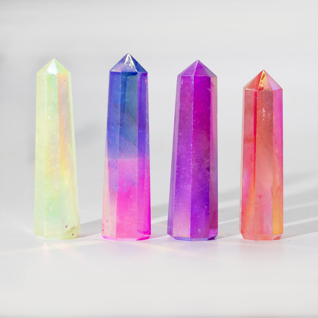 Gemstone Obelisk Point approx 9cm - Aurora Crystal Quartz - Peach