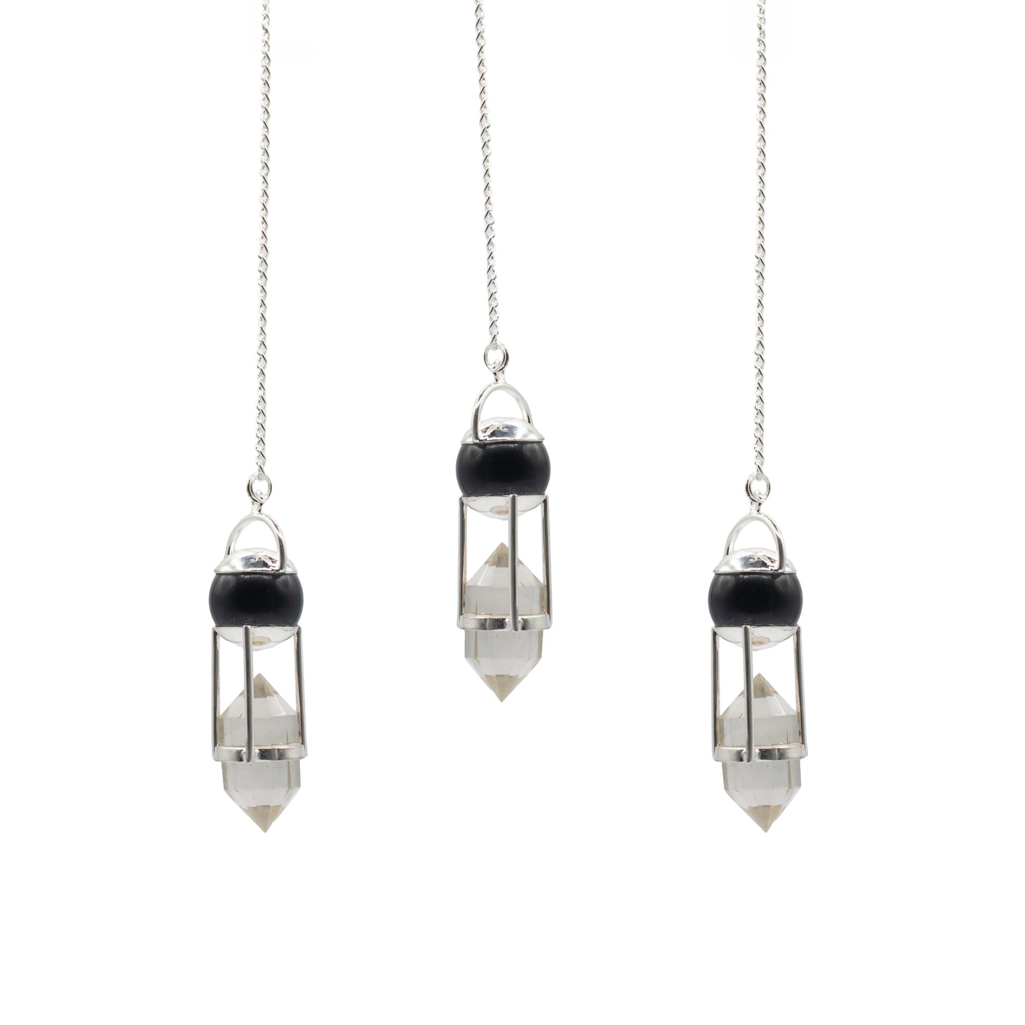 Shadow Seer - Double Power Pendulum - Obsidian Globe - Clear Quartz Double Terminated