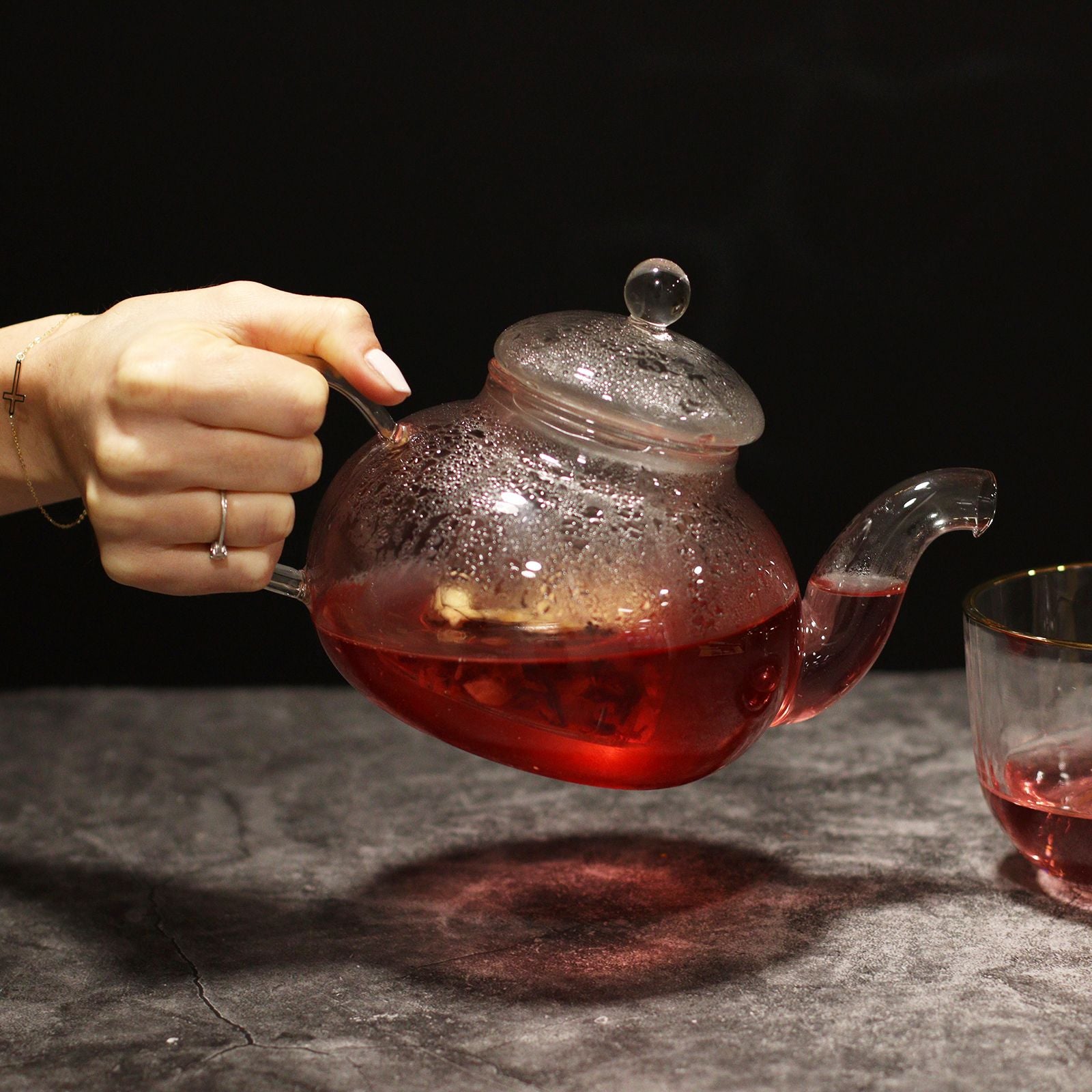 Glass Infuser Teapot - Round Pearl - 800ml - 13 x 12cm