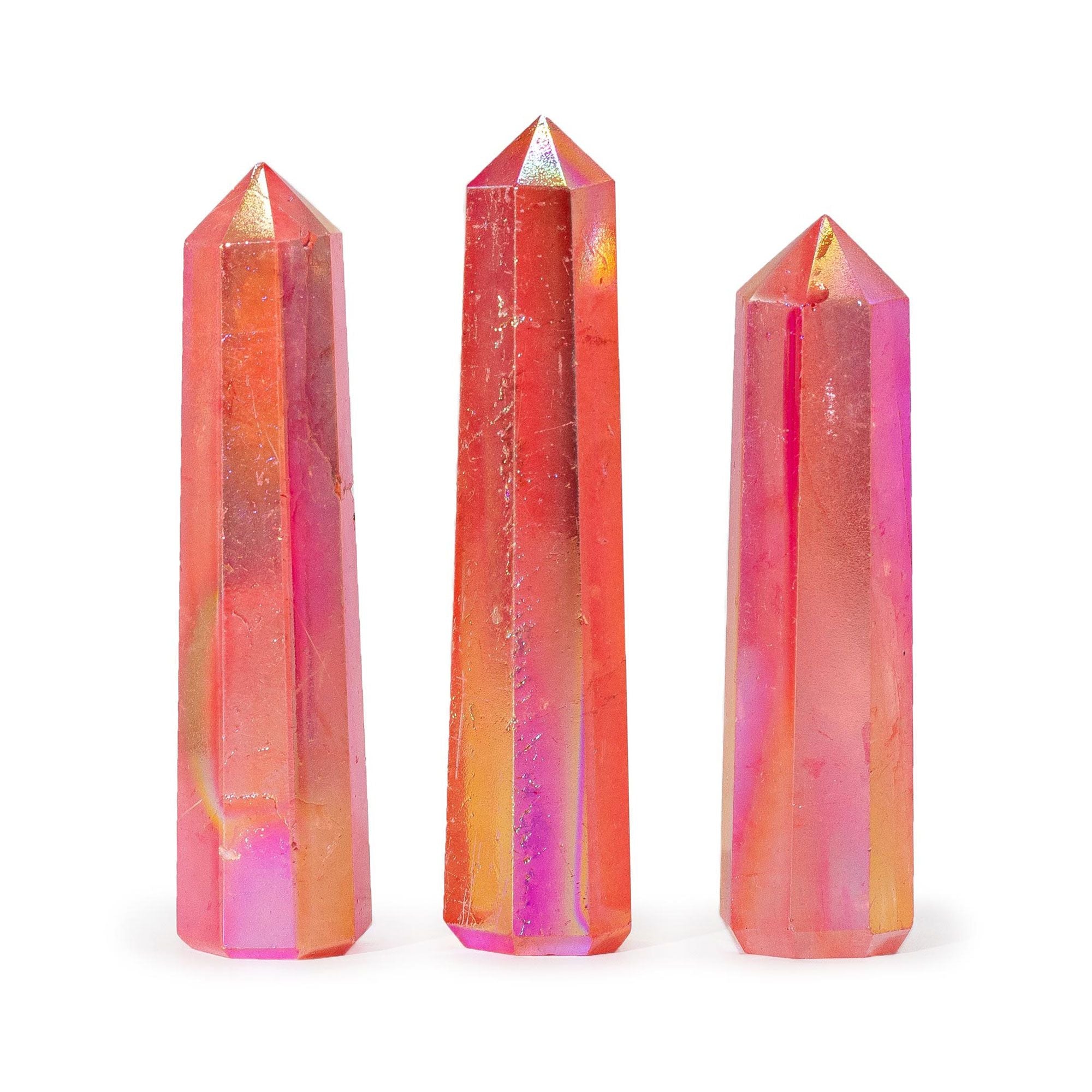 Gemstone Obelisk Point approx 9cm - Aurora Crystal Quartz - Peach