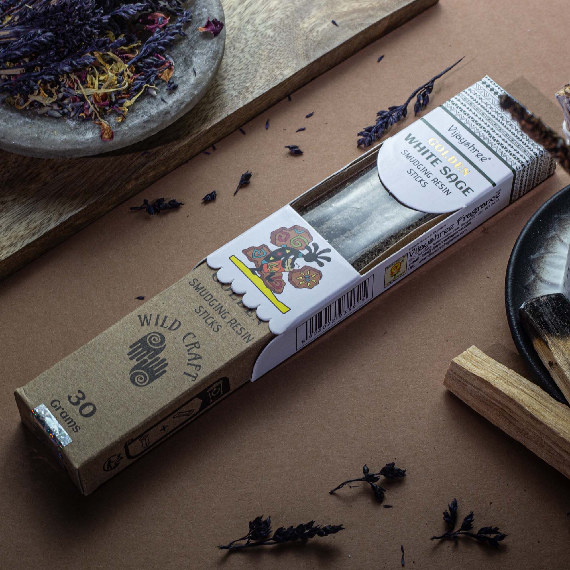 Golden White Sage Smudging Resin Sticks – 30g