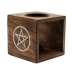 Large Square Mango Wood Oil Burner - Pentagon