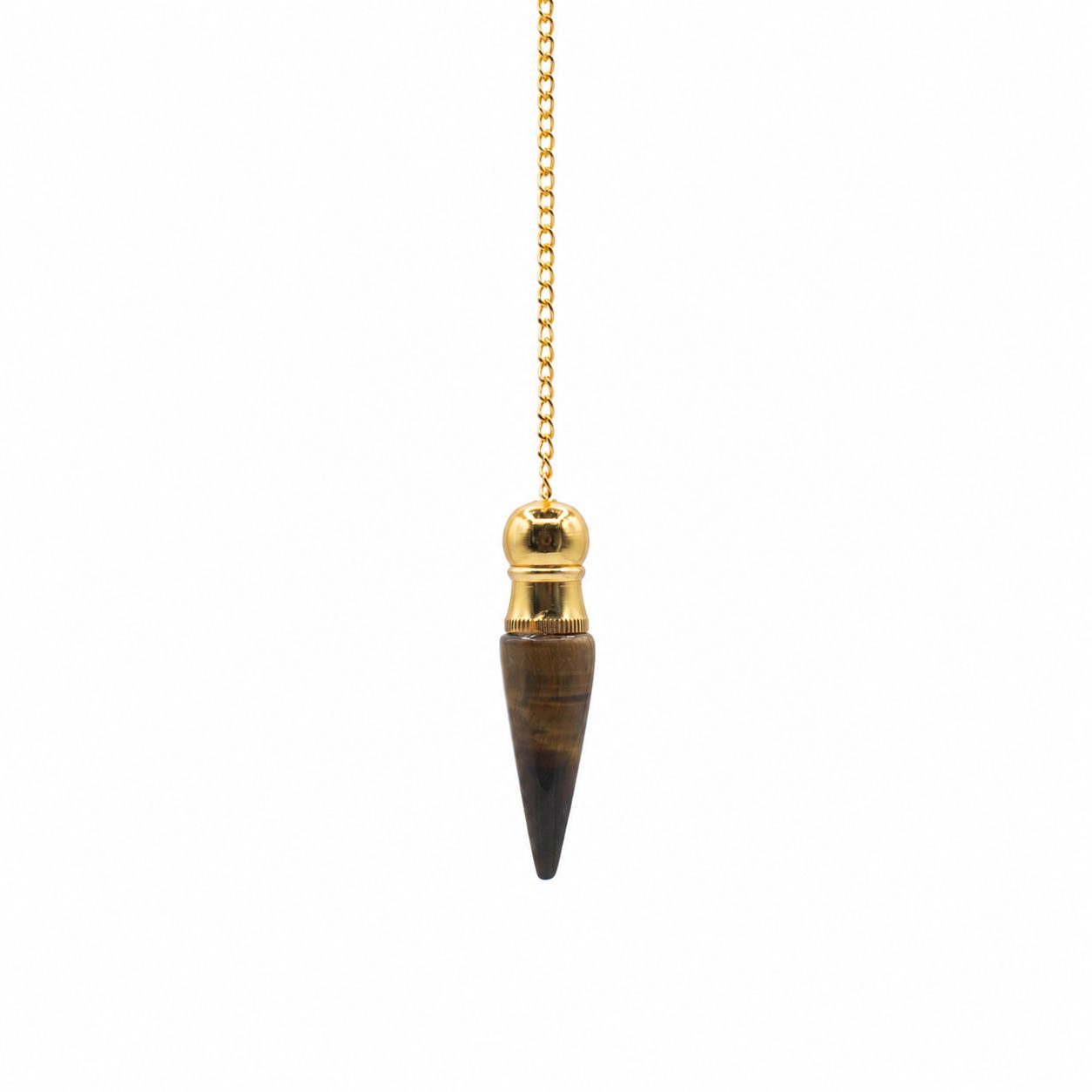 Secret Cavity Discovery of Truth Pendulum - Tiger Eye - Gold Plated