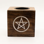 Large Square Mango Wood Oil Burner - Pentagon