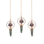 Cosmic Navigator - Two Piece Spinning Merkaba Star in Copper Pendulum - Amethyst & Labradorite
