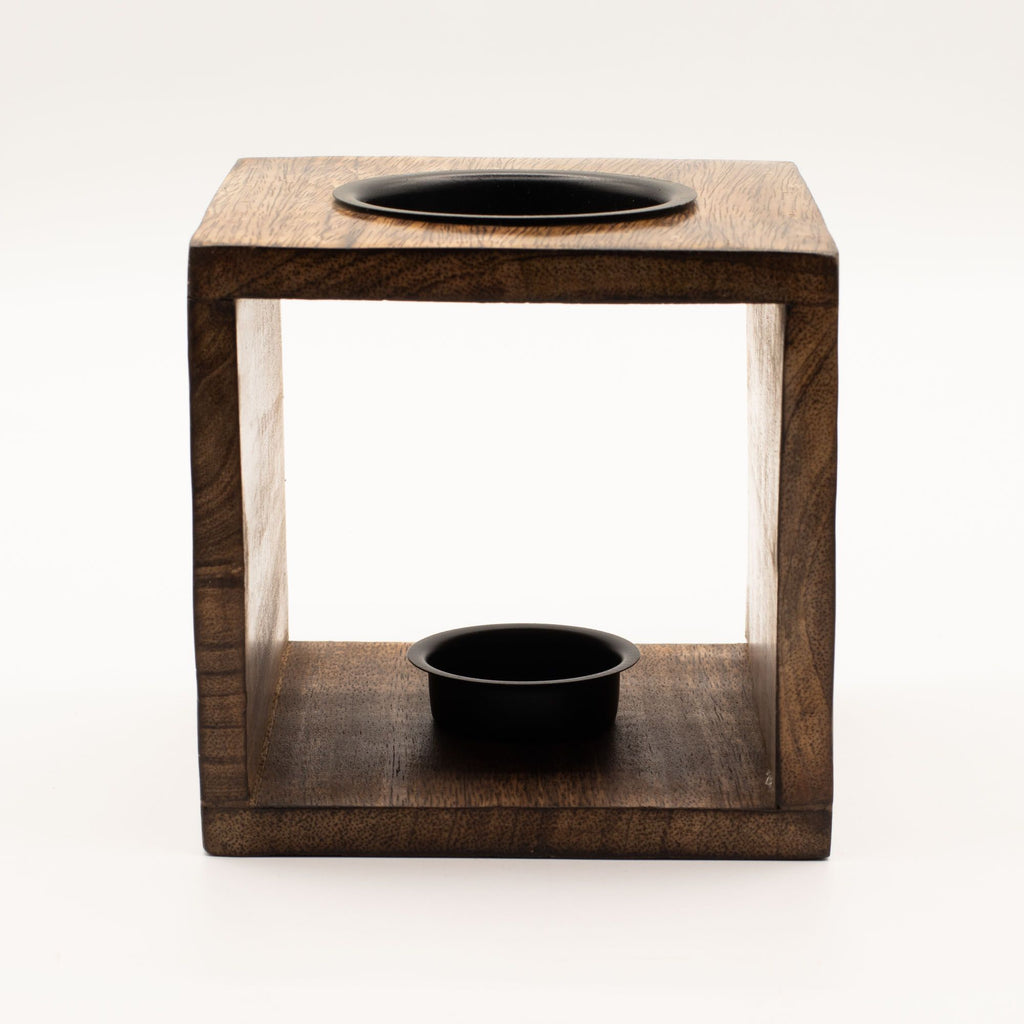 Large Square Mango Wood Oil Burner - Pentagon