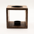 Large Square Mango Wood Oil Burner - Pentagon
