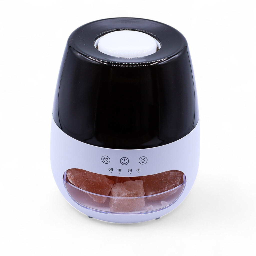 Salt Stone Flame Effect Aroma Diffuser - White USB - Colour Change and Timer