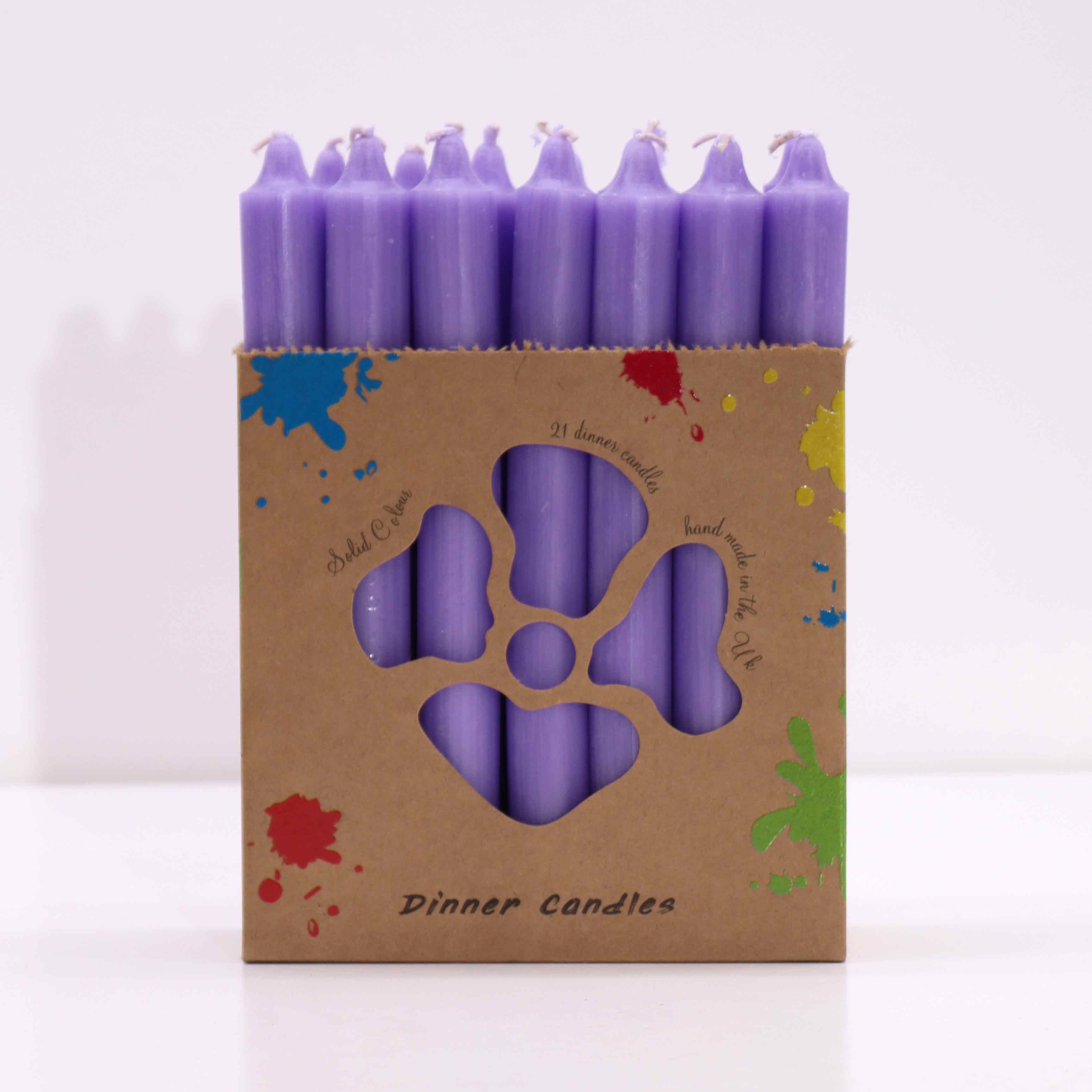 Solid Colour Dinner Candle Set - Pack of 21 - Rustic Lilac