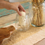 Natural Floral Glass - Vase Candle Holder - Margarita - (12x11cm)