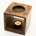 Large Square Mango Wood Oil Burner - Pentagon