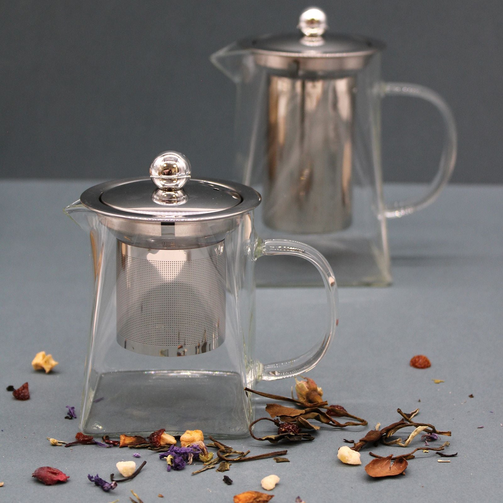 Glass Infuser Teapot - Tower Shape - 350ml - 7.5 x 7.5 x 11.5cm