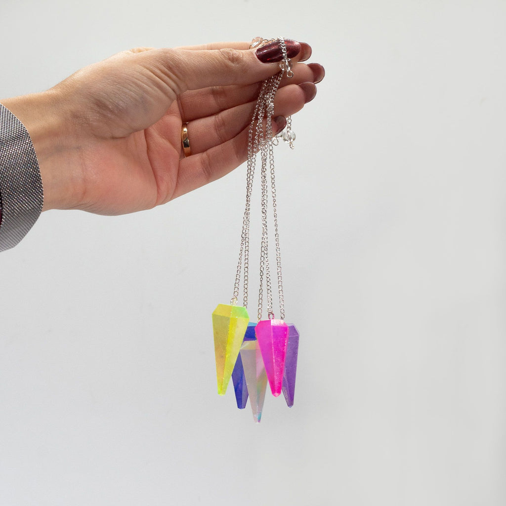 Six Sided Pendulum - Aurora Crystal Blue - 4cm