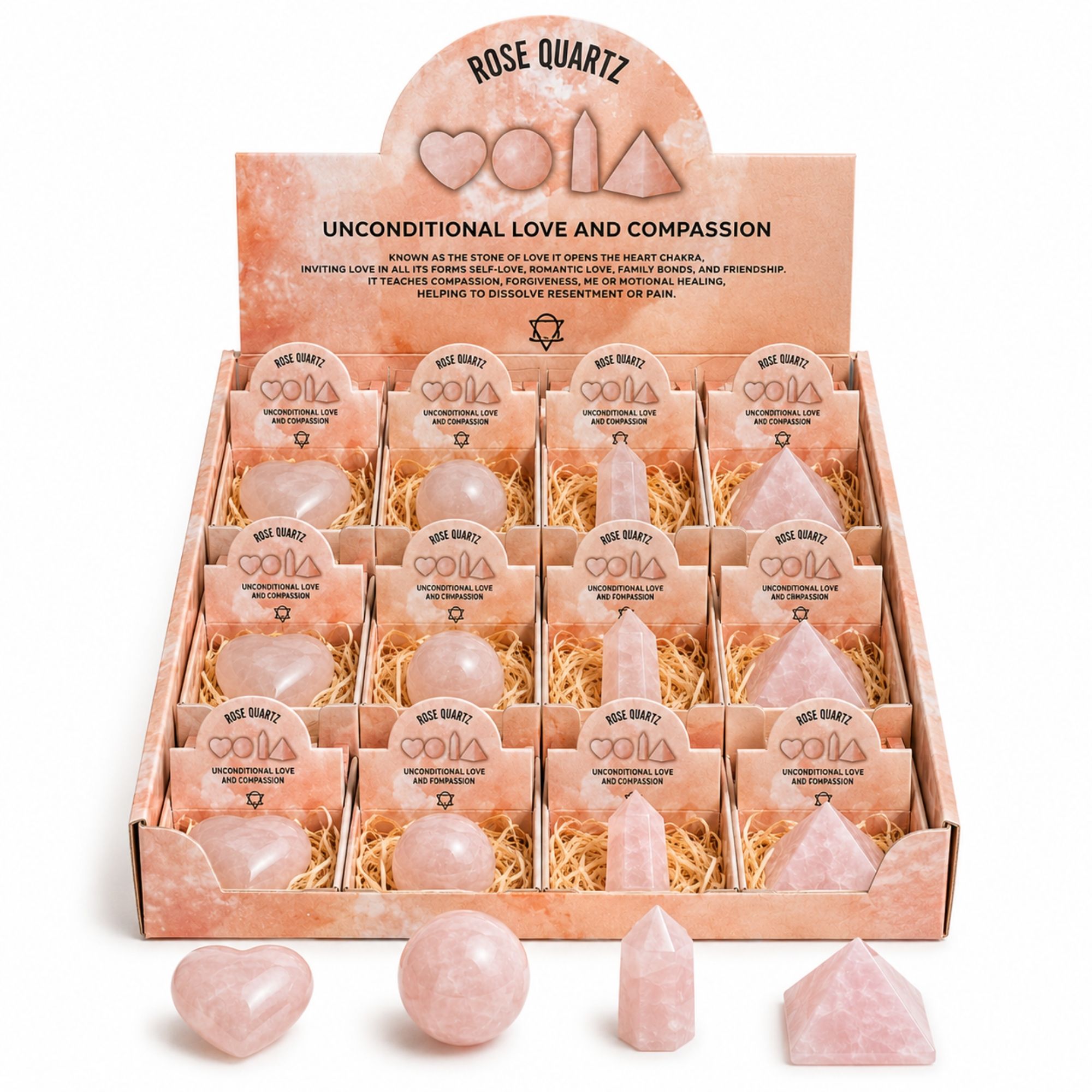 Four Gemstone Shapes - Rose Quartz