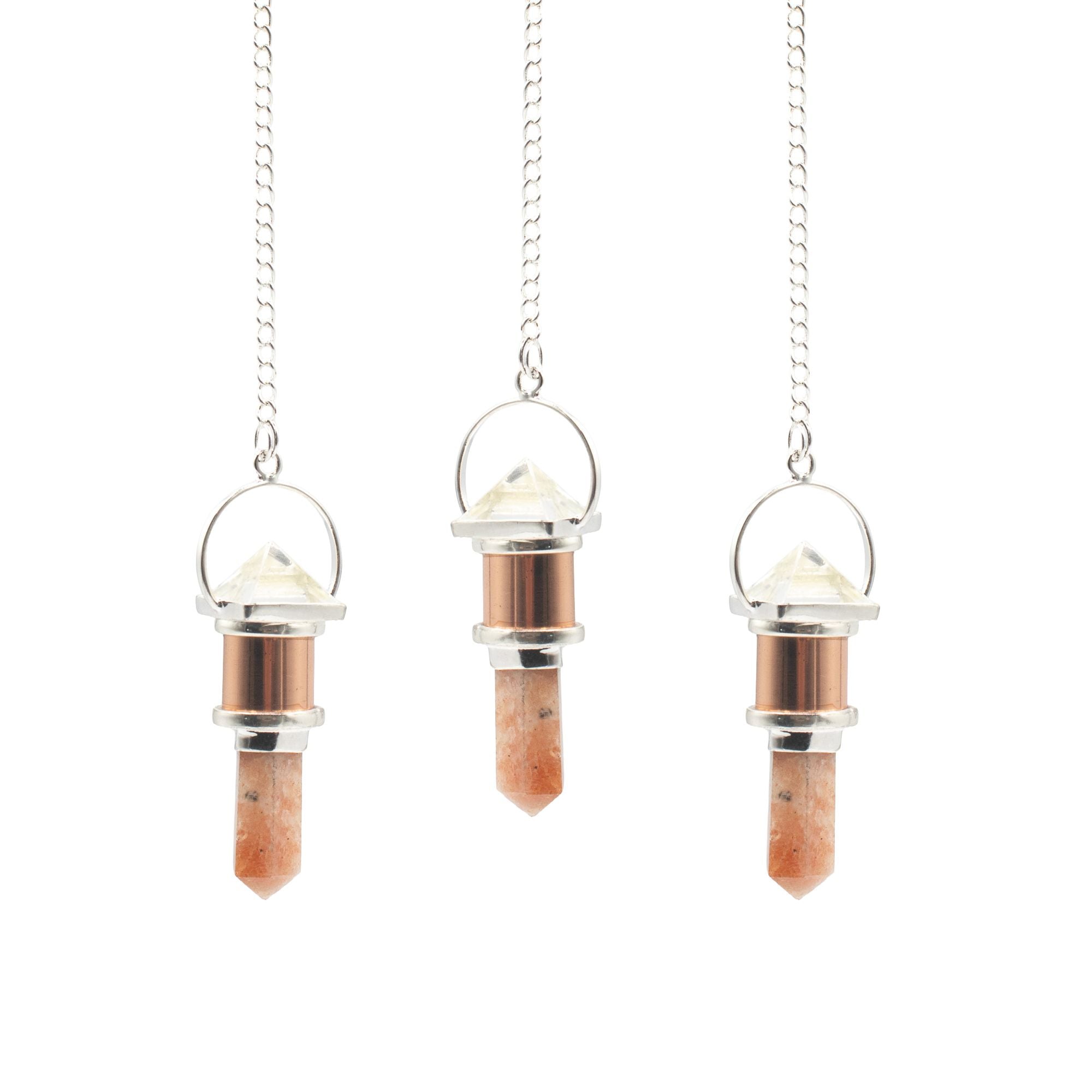 The Moon Chamber - Combo Piece Copper Pendulum - Clear Quartz & Sunstone