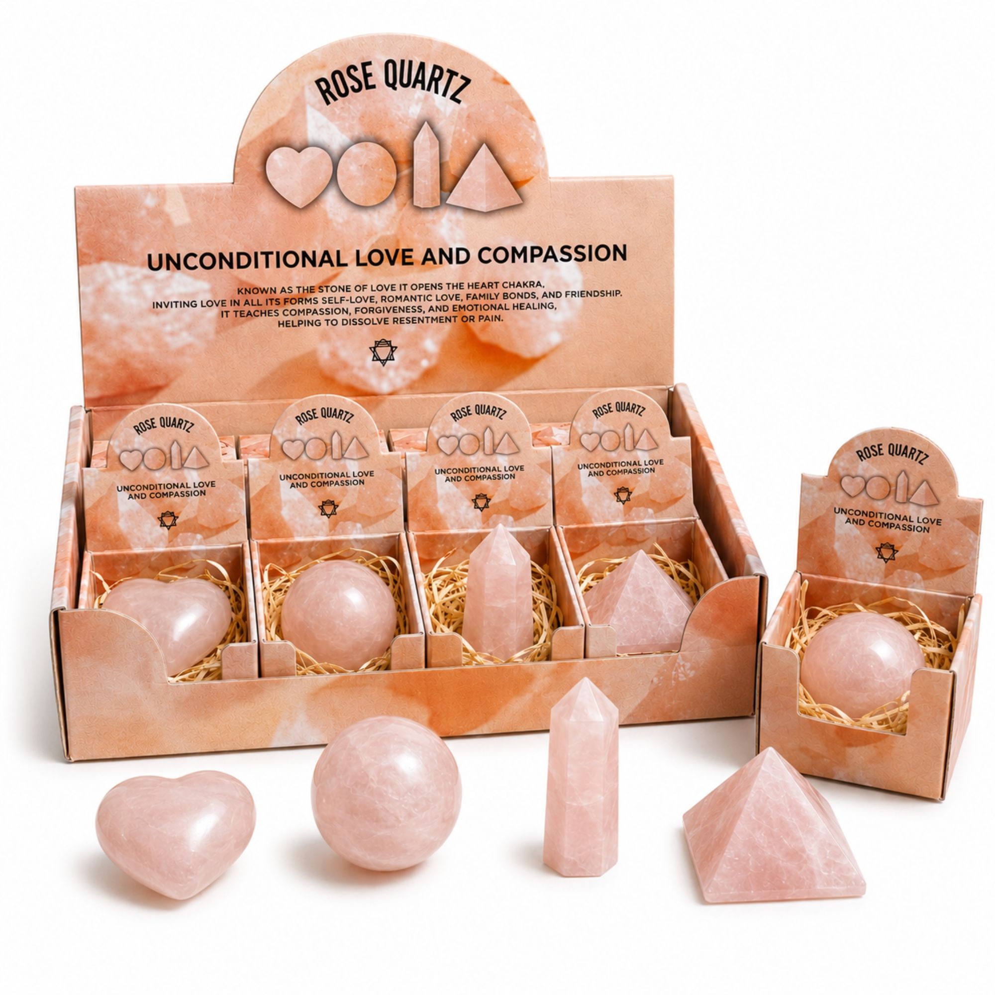 Four Gemstone Shapes - Rose Quartz