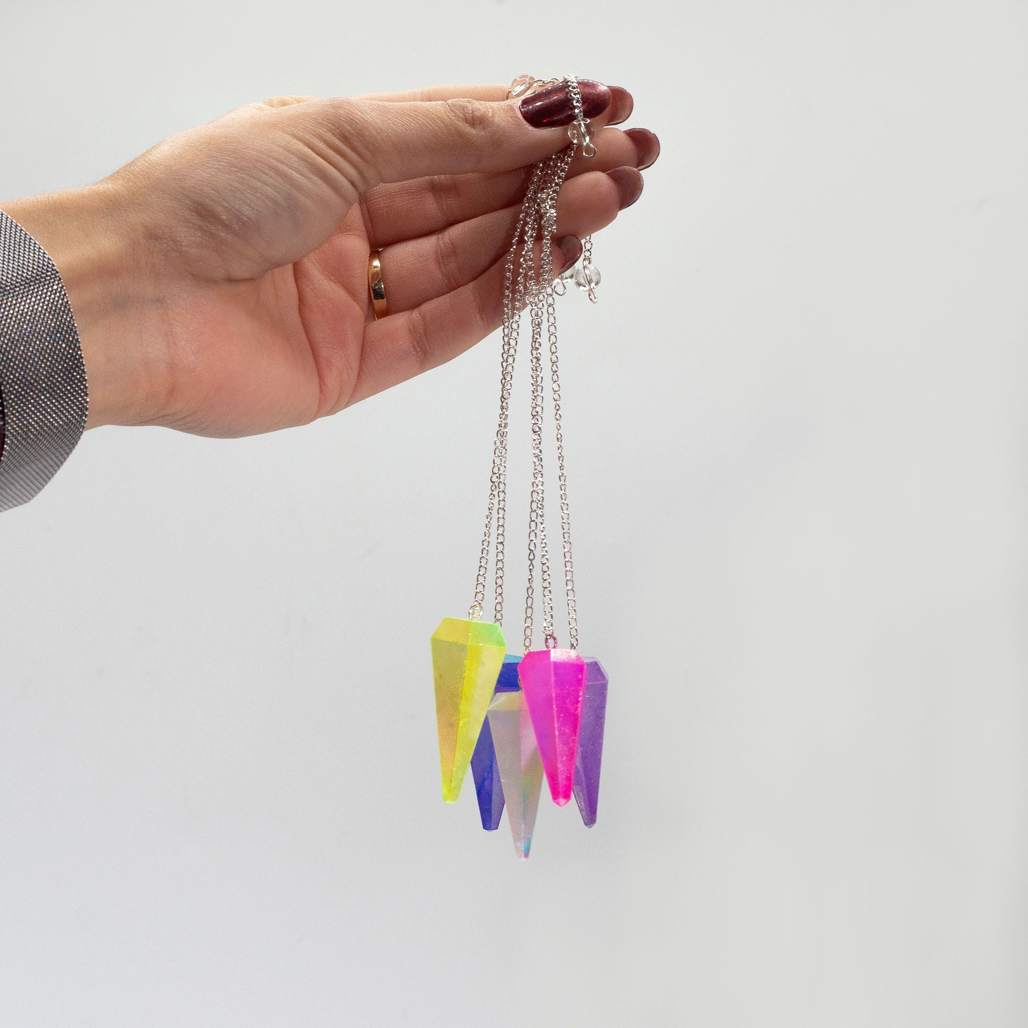 Six Sided Pendulum - Aurora Crystal Angel White - 4cm